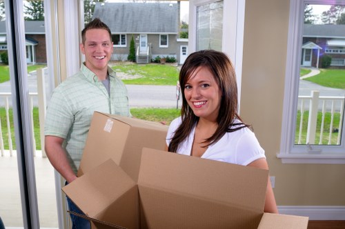 Professional commercial movers handling office equipment in Edgware