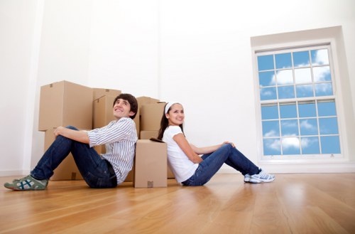 Customer assessing moving truck storage options in Edgware